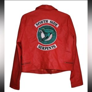 Riverdale Red Pleather Moto Jacket - Size L